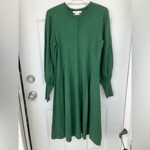 Boden emerald green sweater dress fit-and-flare blouson sleeves size UK 12L